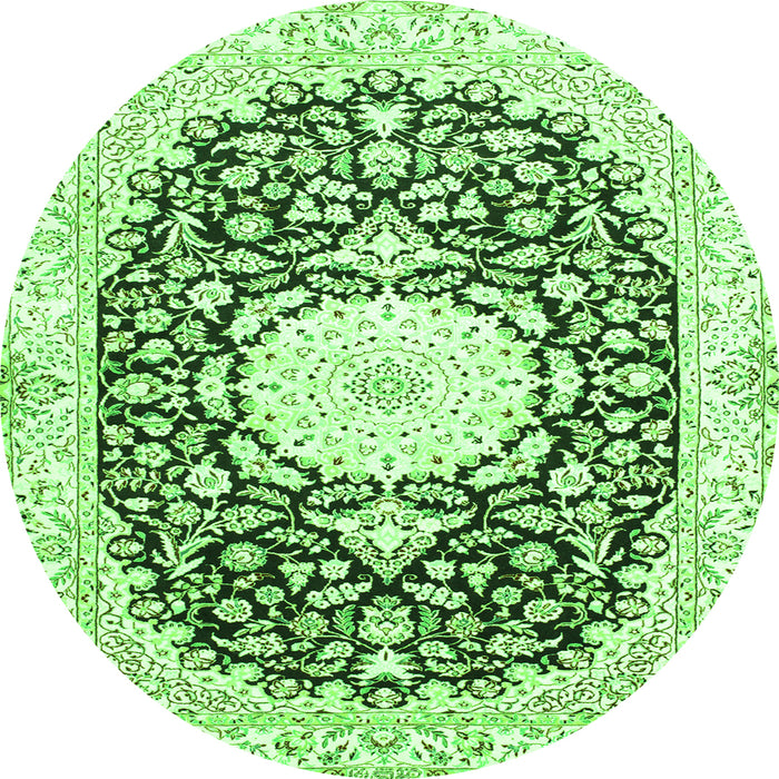 Machine Washable Medallion Green Traditional Area Rugs, wshtr78grn