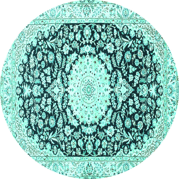 Round Medallion Turquoise Traditional Rug, tr78turq
