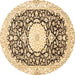 Round Medallion Brown Traditional Rug, tr78brn