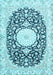 Machine Washable Medallion Light Blue Traditional Rug, wshtr78lblu