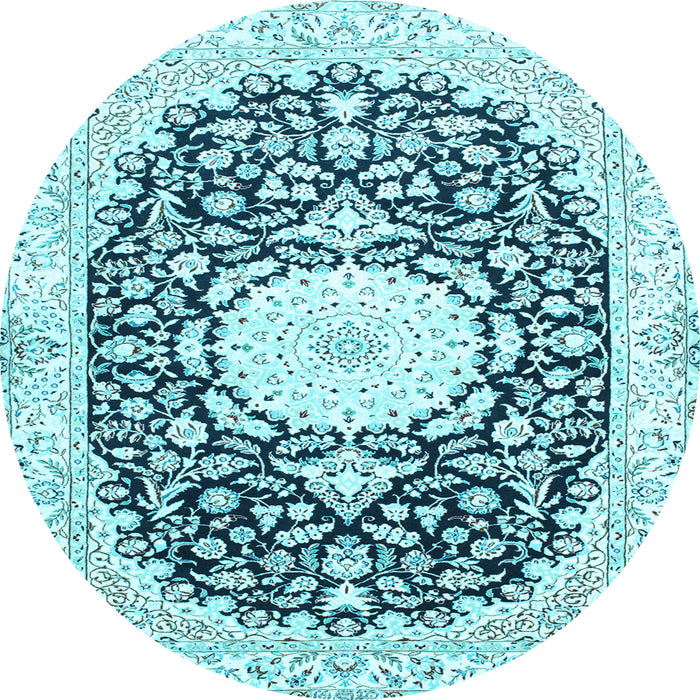 Round Medallion Light Blue Traditional Rug, tr78lblu