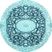 Round Medallion Light Blue Traditional Rug, tr78lblu