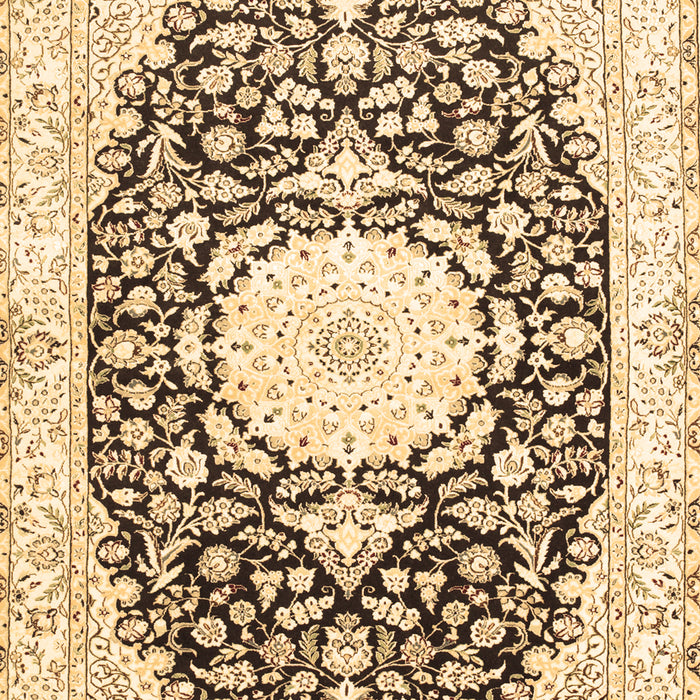 Machine Washable Medallion Brown Traditional Rug, wshtr78brn