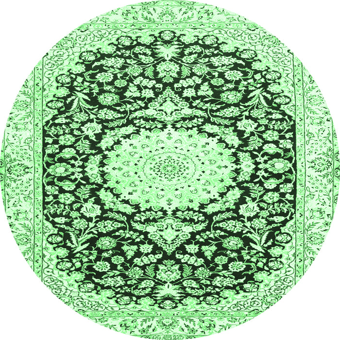 Round Medallion Emerald Green Traditional Rug, tr78emgrn