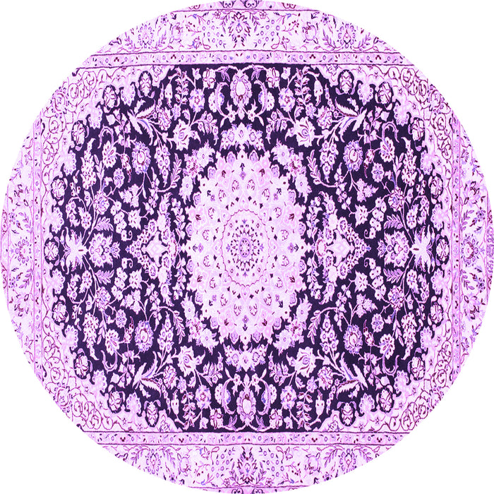 Round Medallion Purple Traditional Rug, tr78pur