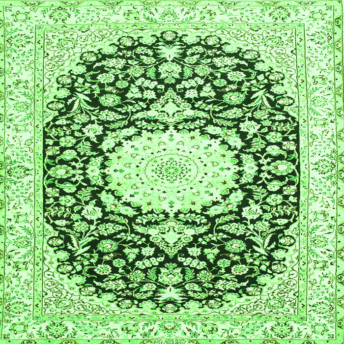 Serging Thickness of Medallion Green Traditional Rug, tr78grn