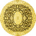 Round Medallion Yellow Traditional Rug, tr78yw