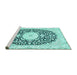 Sideview of Machine Washable Medallion Turquoise Traditional Area Rugs, wshtr78turq