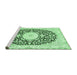 Sideview of Machine Washable Medallion Emerald Green Traditional Area Rugs, wshtr78emgrn