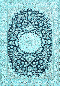 Medallion Light Blue Traditional Rug, tr78lblu