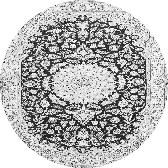 Machine Washable Medallion Gray Traditional Rug, wshtr78gry