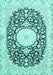 Machine Washable Medallion Turquoise Traditional Area Rugs, wshtr78turq