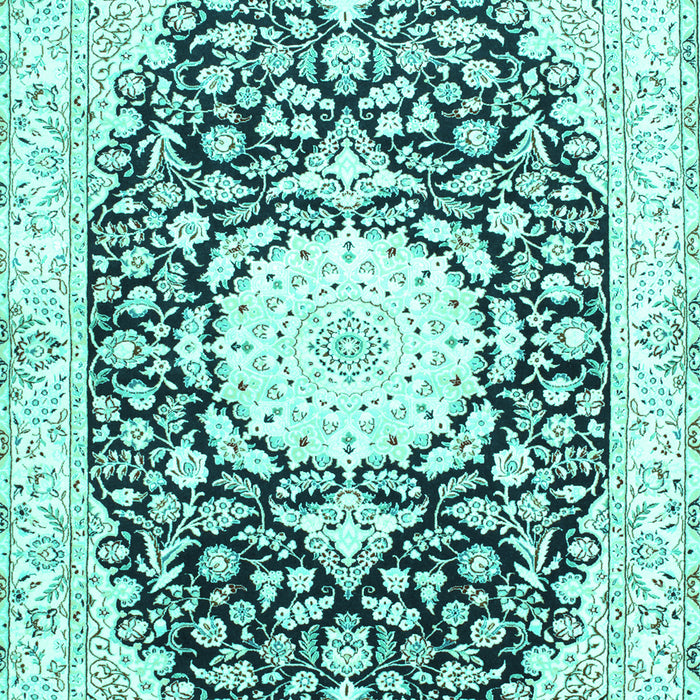 Machine Washable Medallion Turquoise Traditional Area Rugs, wshtr78turq