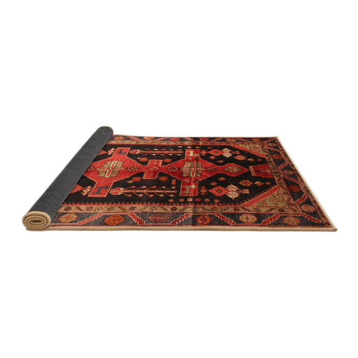 Sideview of Traditional Saffron Red Persian Rug, tr79