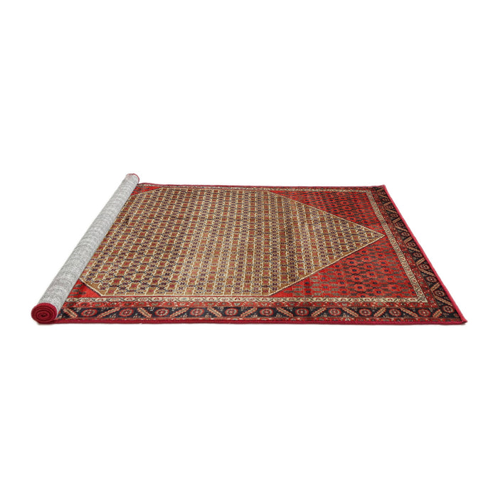 Sideview of Machine Washable Traditional Tomato Red Rug, wshtr790