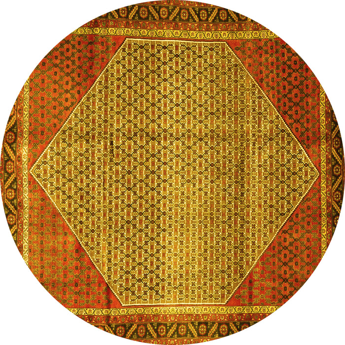Round Persian Yellow Traditional Rug, tr790yw