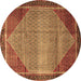 Round Persian Brown Traditional Rug, tr790brn