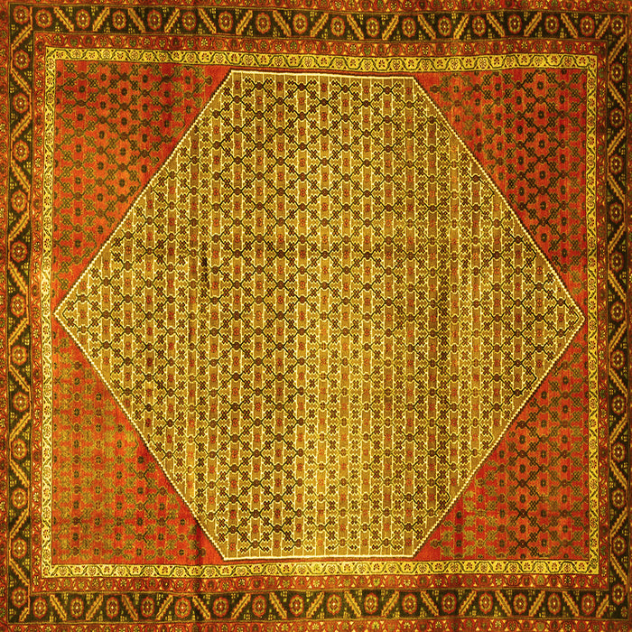 Square Machine Washable Persian Yellow Traditional Rug, wshtr790yw