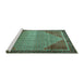 Sideview of Machine Washable Persian Turquoise Traditional Area Rugs, wshtr790turq