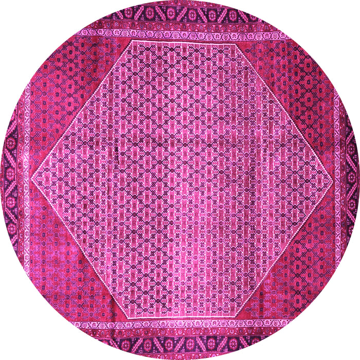 Round Machine Washable Persian Pink Traditional Rug, wshtr790pnk