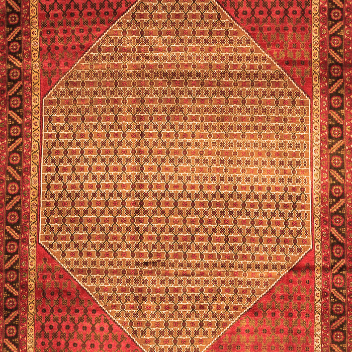 Serging Thickness of Machine Washable Persian Orange Traditional Area Rugs, wshtr790org