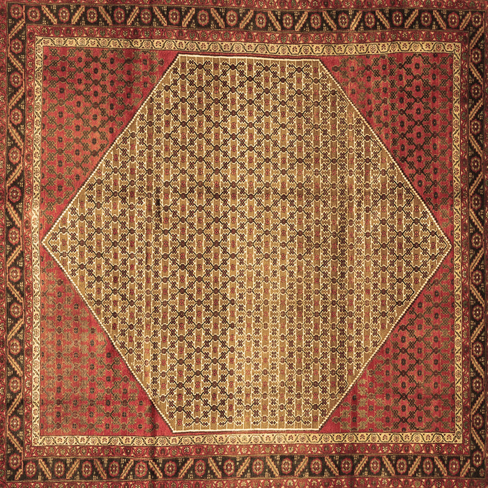 Square Machine Washable Persian Brown Traditional Rug, wshtr790brn