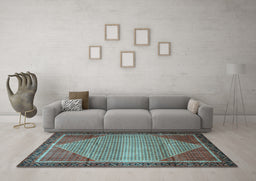 Machine Washable Persian Light Blue Traditional Rug in a Living Room, wshtr790lblu