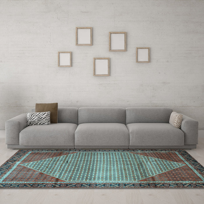 Machine Washable Persian Light Blue Traditional Rug in a Living Room, wshtr790lblu