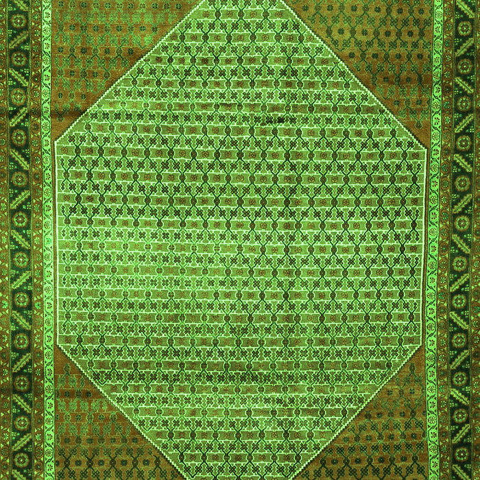 Serging Thickness of Machine Washable Persian Green Traditional Area Rugs, wshtr790grn