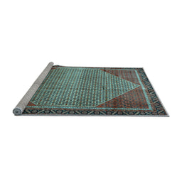 Sideview of Machine Washable Persian Light Blue Traditional Rug, wshtr790lblu