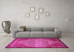 Machine Washable Persian Pink Traditional Rug in a Living Room, wshtr790pnk