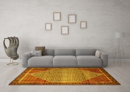 Machine Washable Persian Yellow Traditional Rug in a Living Room, wshtr790yw