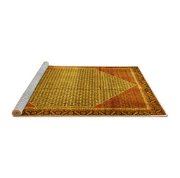 Sideview of Machine Washable Persian Yellow Traditional Rug, wshtr790yw