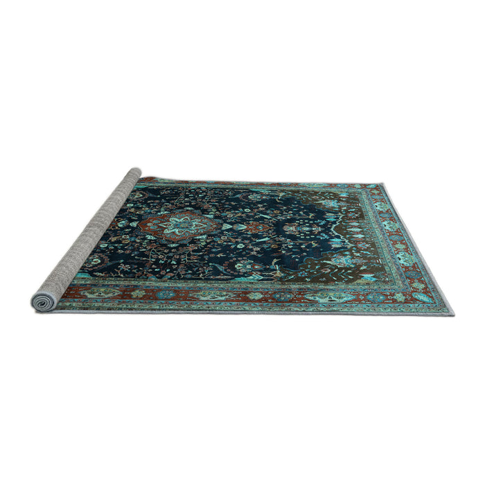 Sideview of Machine Washable Persian Light Blue Traditional Rug, wshtr791lblu