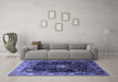 Machine Washable Persian Blue Traditional Rug in a Living Room, wshtr791blu
