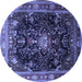 Round Machine Washable Persian Blue Traditional Rug, wshtr791blu