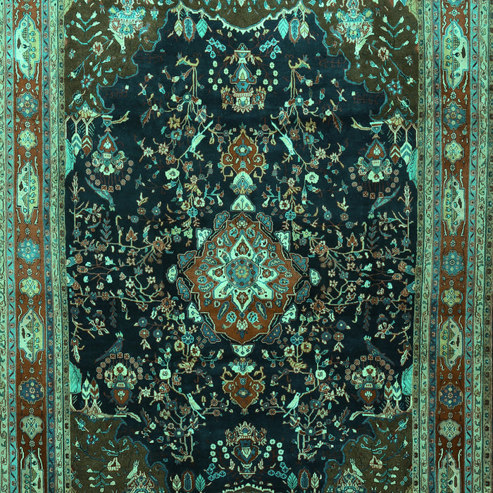 Machine Washable Persian Turquoise Traditional Area Rugs, wshtr791turq