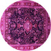 Round Machine Washable Persian Pink Traditional Rug, wshtr791pnk