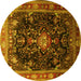 Round Machine Washable Persian Yellow Traditional Rug, wshtr791yw