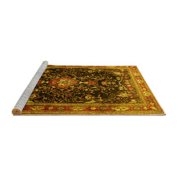 Sideview of Machine Washable Persian Yellow Traditional Rug, wshtr791yw