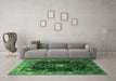 Machine Washable Persian Emerald Green Traditional Area Rugs in a Living Room,, wshtr791emgrn