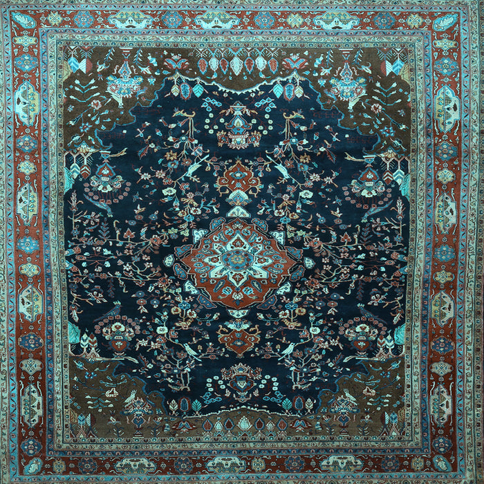 Square Machine Washable Persian Light Blue Traditional Rug, wshtr791lblu