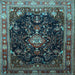 Square Machine Washable Persian Light Blue Traditional Rug, wshtr791lblu