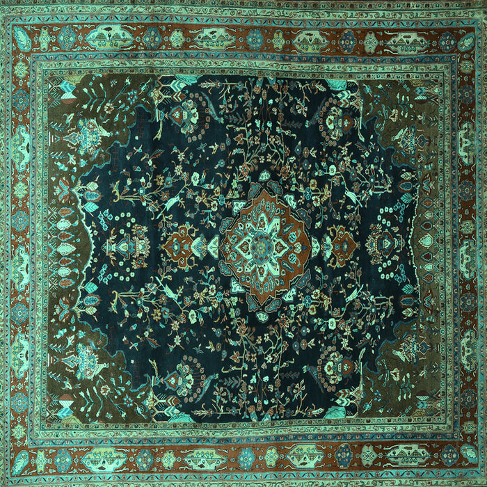 Square Persian Turquoise Traditional Rug, tr791turq