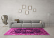 Machine Washable Persian Pink Traditional Rug in a Living Room, wshtr791pnk
