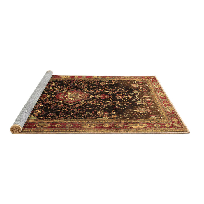 Sideview of Machine Washable Persian Brown Traditional Rug, wshtr791brn