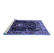 Sideview of Machine Washable Persian Blue Traditional Rug, wshtr791blu