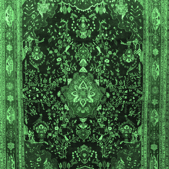 Machine Washable Persian Emerald Green Traditional Area Rugs, wshtr791emgrn