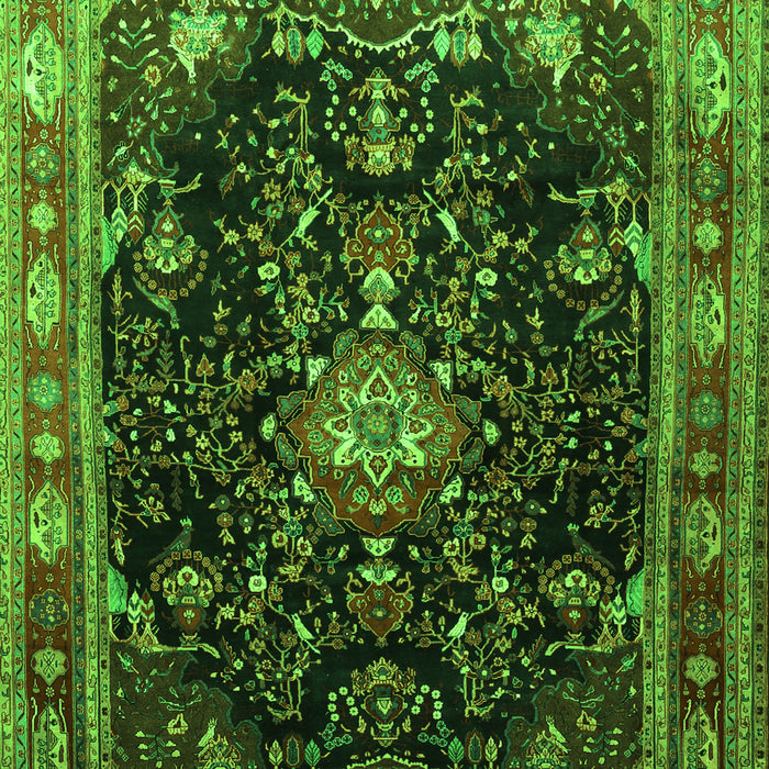 Serging Thickness of Machine Washable Persian Green Traditional Area Rugs, wshtr791grn