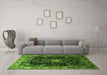 Machine Washable Persian Green Traditional Area Rugs in a Living Room,, wshtr791grn